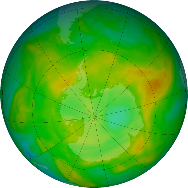 Antarctic ozone map for 12 December 1981